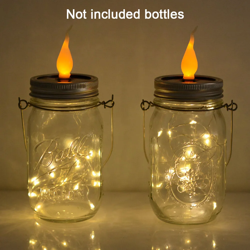 

Party Outdoor Led Decoration String Home Waterproof Pathway Firefly Lamp Garden Fairy With Flame Mason Jar Lights Solar Powered