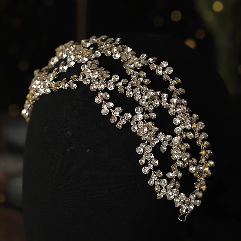 

Luxury Silver Color Full Rhinestone Crystal Women Headbands Tiaras Hairbands Wedding Hair Vines Elegant Hair Accessories Gifts