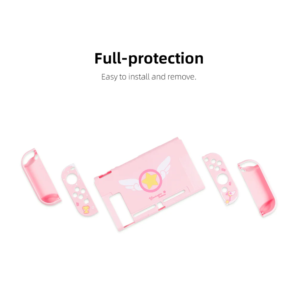 Чехол MONCON Pink Girl для Nintendo Switch с дополнительным защитным закаленным стеклом