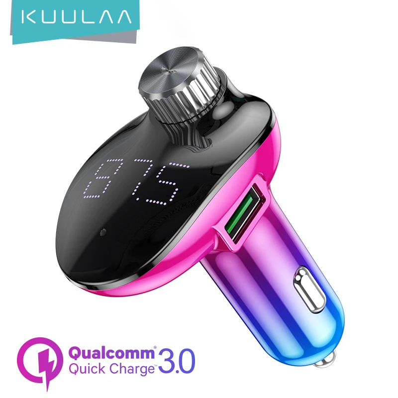 KUULAA Car Charger with FM Transmitter Bluetooth Receiver Audio MP3 Player TF Card Car Kit QC3.0 Fast Charging Car Phone Charger dual car charger