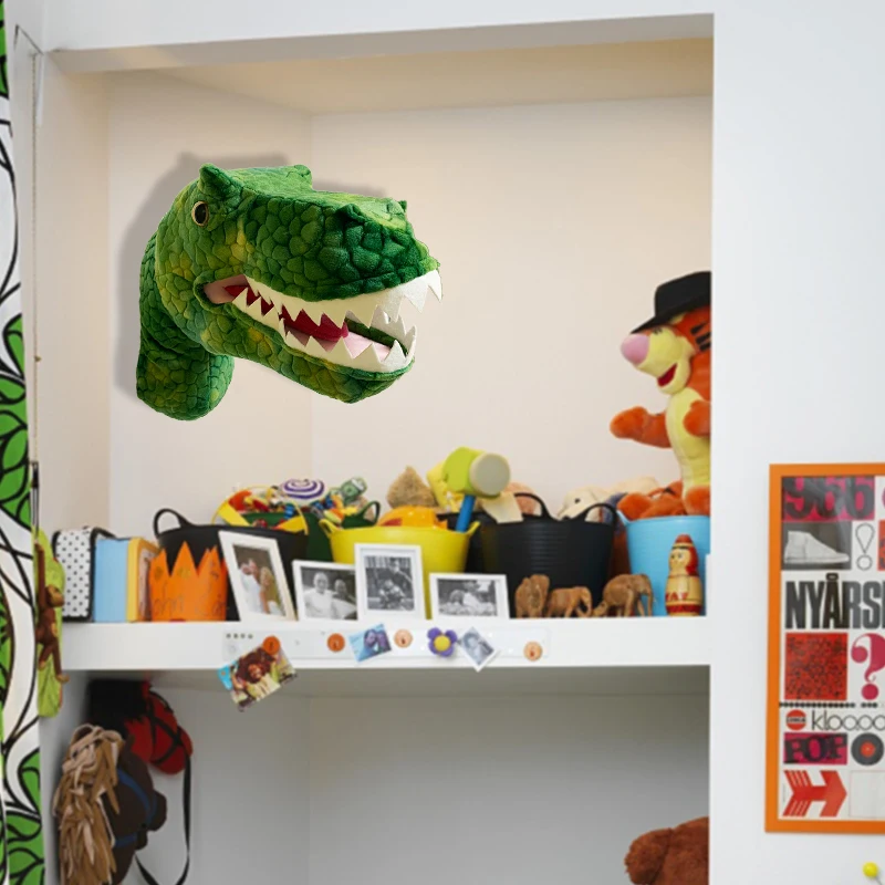 2021 New Design  T-Rex Head For Wall Decoration Dinosaur Creative Plush Dinosau Ttyrannosaurus Stuffed Animal Plushtoys