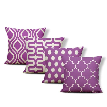 

Custom Luxury Pillowcase Home Polyester Linen Decoration Sofa Cushion Cover Purple Mandala Line 43*43Cm Geometry Cushion Cover