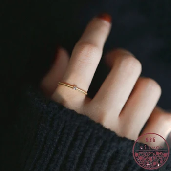 

925 sterling silver Fine Ring Japanese-Korean Style Simple Zirconium Diamond Base Rose-platinum Joint Tail Ring wholesale