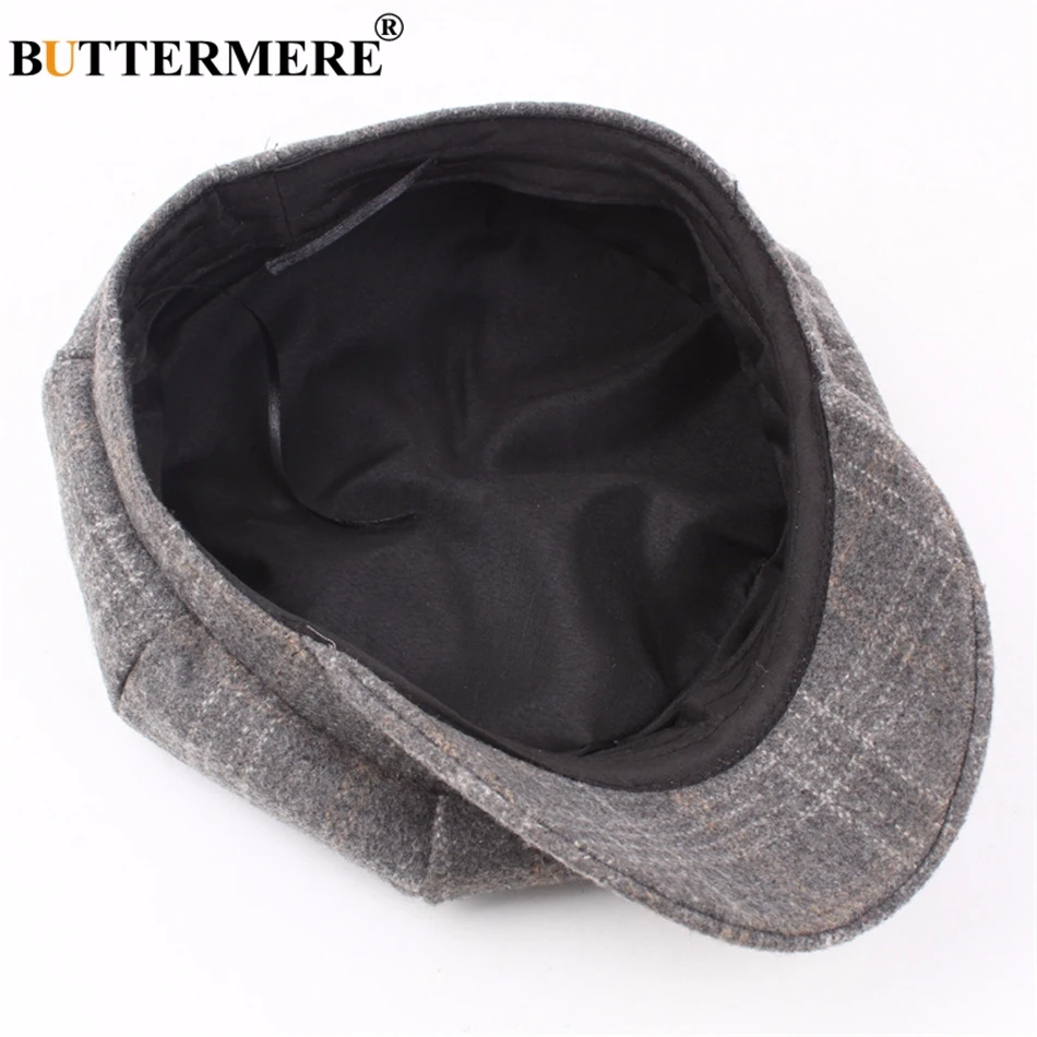BUTTERMERE Women Wool Tweed Caps Newsboy Female Male Vintage Army Green Plaid Flat Caps Spring Painters Cabbie Duckbill Hat 2021