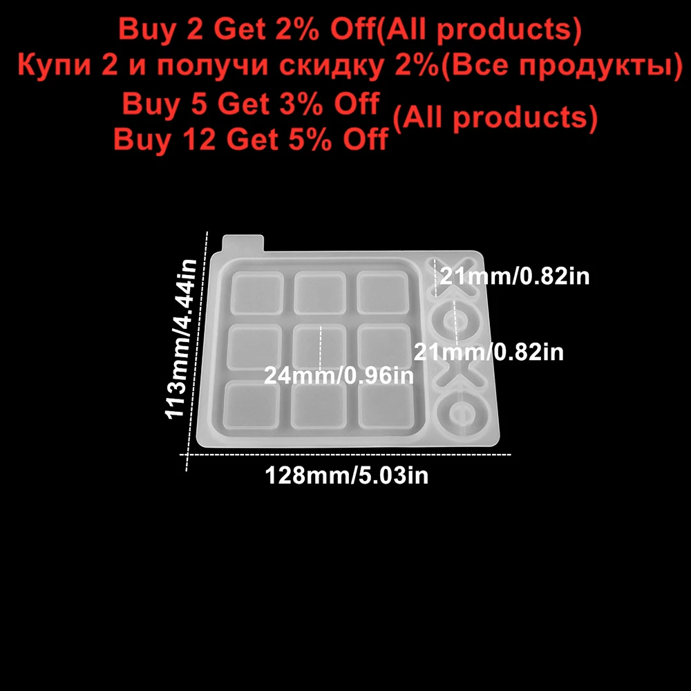 Compact Tic Tac Toe Silicone Casting Mold for DIY Resin Crafts and Jewelry Making