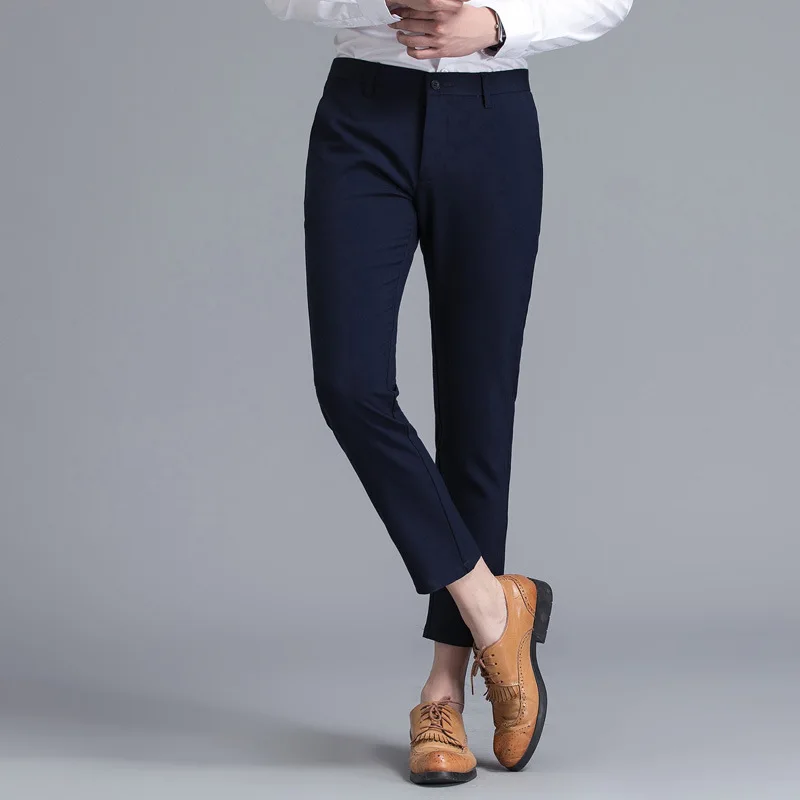 Новые продукты летние мужские брюки корейский стиль тренд стиль Slim Fit повседневные брюки спандекс обтягивающие капри мужские брюки