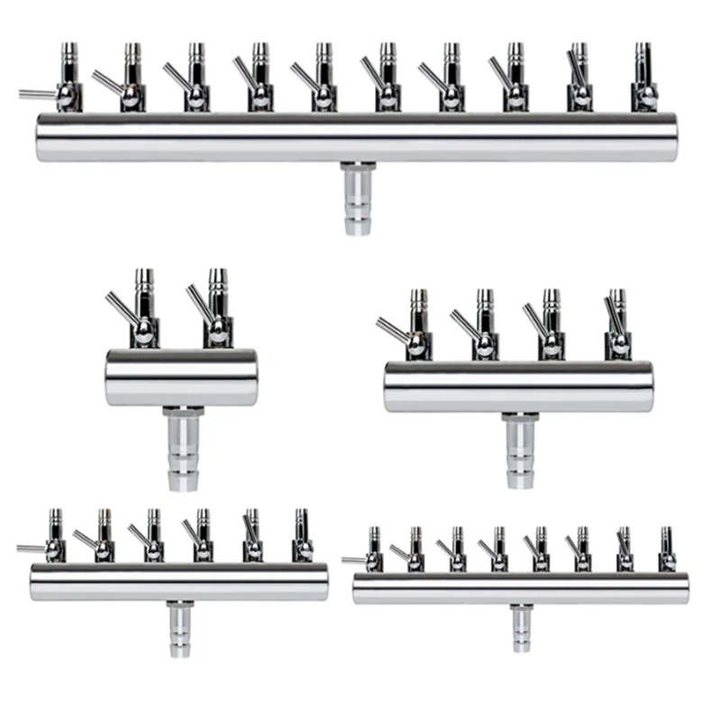 HONGYI Aquarium Fish Tank Air Pump Splitter Distributor Pump Valves 2/4/6/8/10 Ways Stainless Steel Control Valve Aquaria