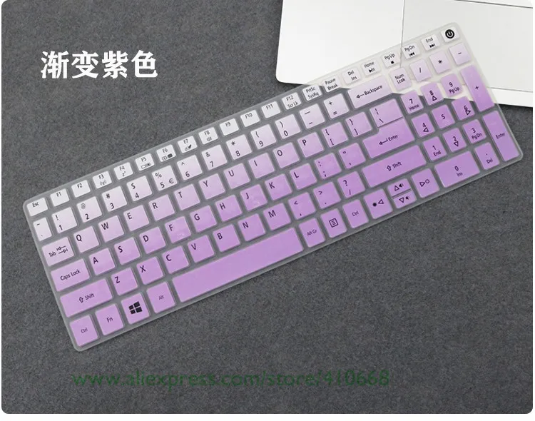 Gradualpurple 15,6 дюйма Клавиатура силиконовый чехол для acer Aspire 7 A715-72G a715-71g A715 72G 71 г A315-21/31/32/51/53 A515 A615 A717 - Цвет: Gradualpurple