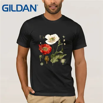 

Red Poppy Botanical T Shirt 2020 Summer Men's Short Sleeve T-Shirt