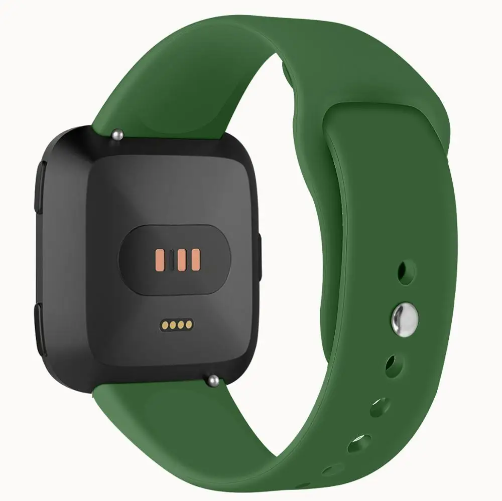 Высококачественный однотонный Браслет для Fitbit Versa 2/Versa Lite водонепроницаемый сменный мягкий силиконовый ремешок для часов Correa - Цвет: Army green