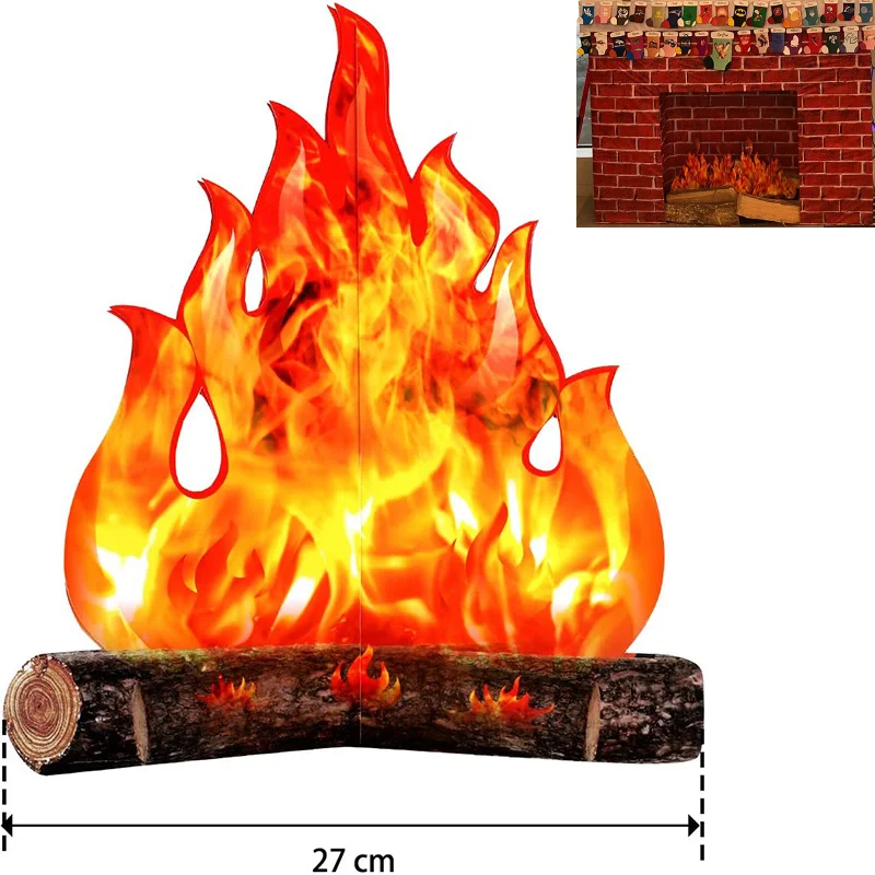 Fake Cardboard Decorative Foil Fireplace Christmas Decoration Indoor Campfire Chimenea Table Centerpiece Artificial Fire | Дом и сад