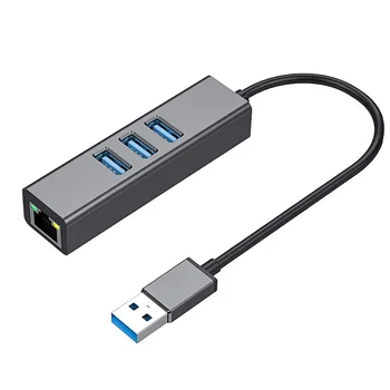 

Network Card Converter Portable USB Transform RJ-45 1000MB 3 USB3.0HUB Port Mult-Function Aluminium Alloy Converter