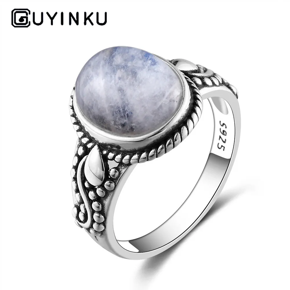 

925 Silver Ring 10x12MM Natural Moonstone Ring Gemstone Ring Engagement Wedding Party Gift Wholesale