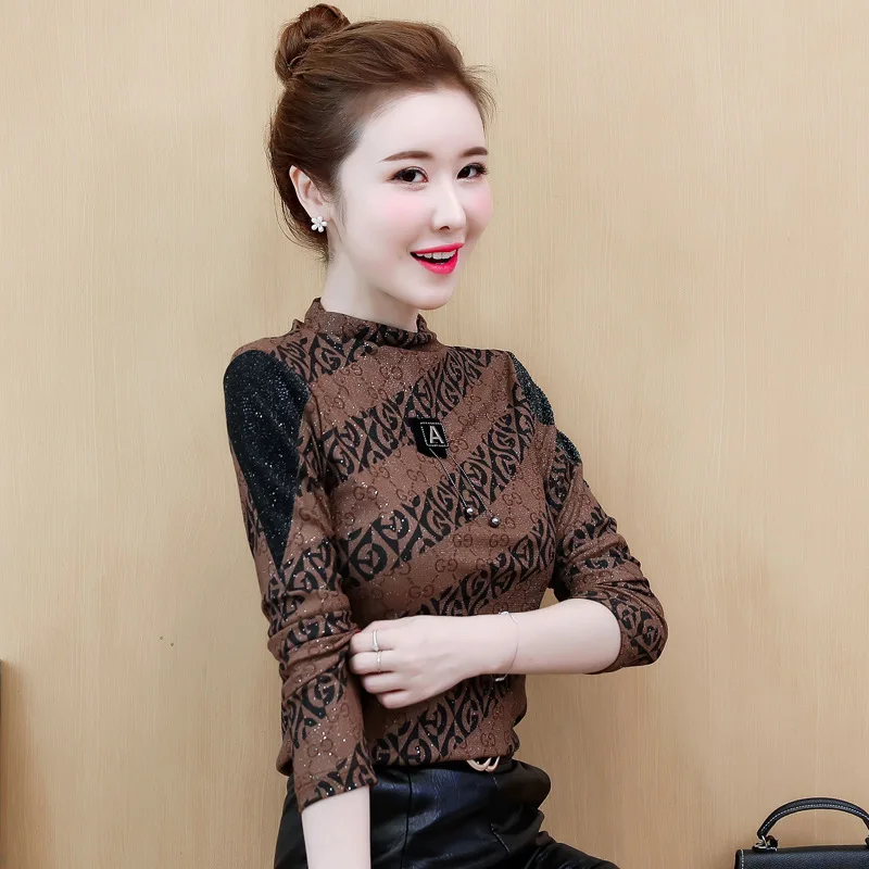 

Western Style Base Shirt Women's Fall And Winter Clothes WOMEN'S Dress Fashion 2019 New Style Fashion plus Velvet Underwear Tops