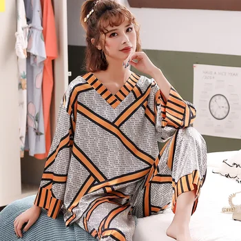 

Silk Women's Shorts Pajamas Set Long Sleeve Sleepwear Nightwear Pj Lounge Sets pyjamas pijama pijamas pizama damska