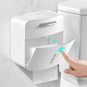 

Toilet Paper Holder Waterproof Wall Mounted Toilet Paper Tray Roll Paper Tube Storage Box Tray Tissue Box Shelf Bathroom Product