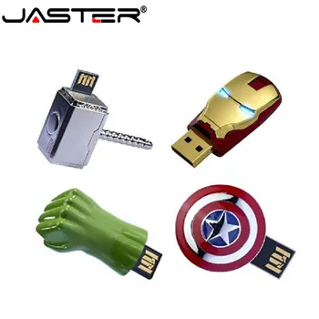 

JASTER Fashion hot selling creative metal Iron Man Captain Raytheon Hammer Series USB flash drive 4GB 8GB 16GB 32GB 64GB 128GB