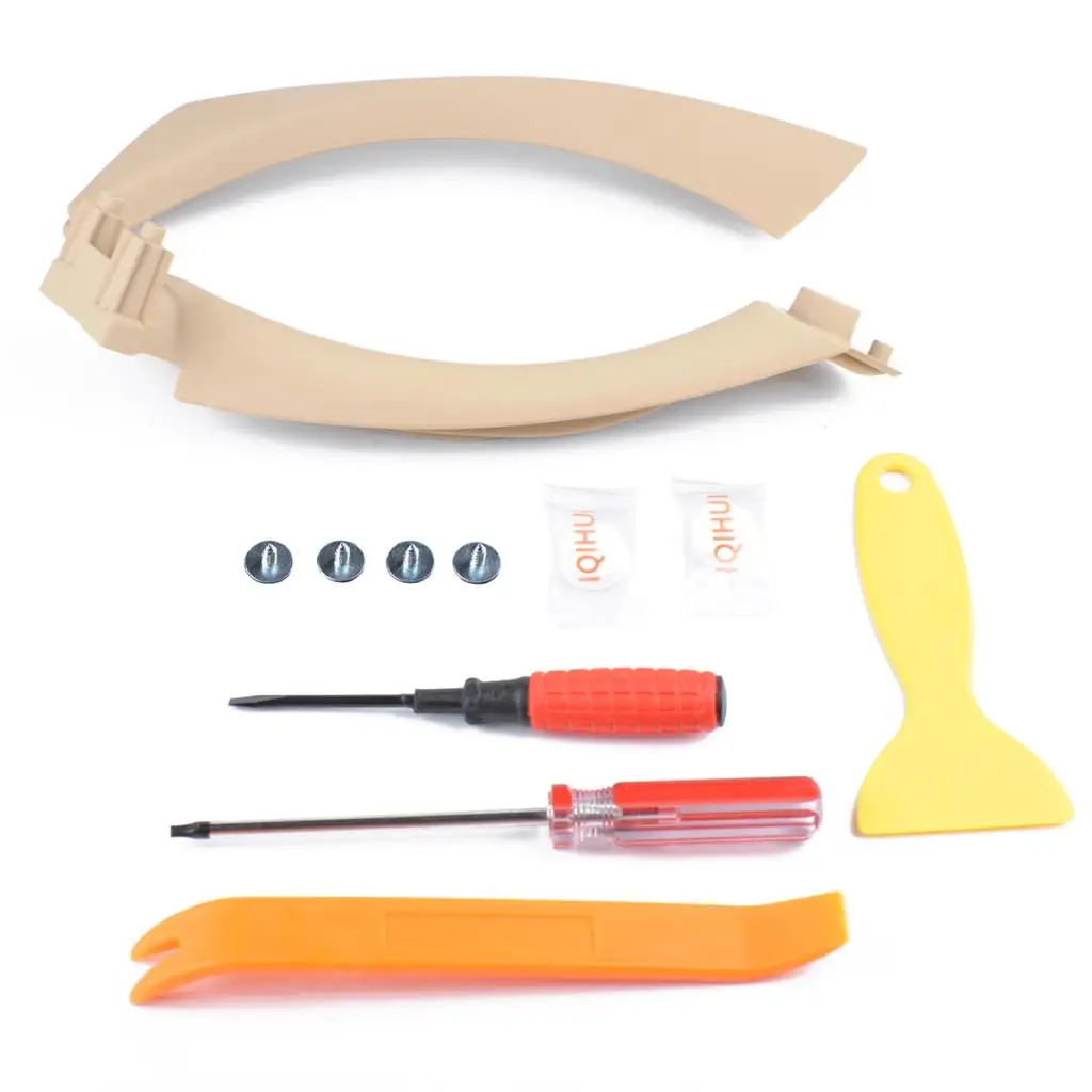 

Car Right Inner Door Panel Handle Pull Trim Cover Outer Side Inside and 1 Piece Repair Tool Setfor BMW 3 Series 04-12 Yellow