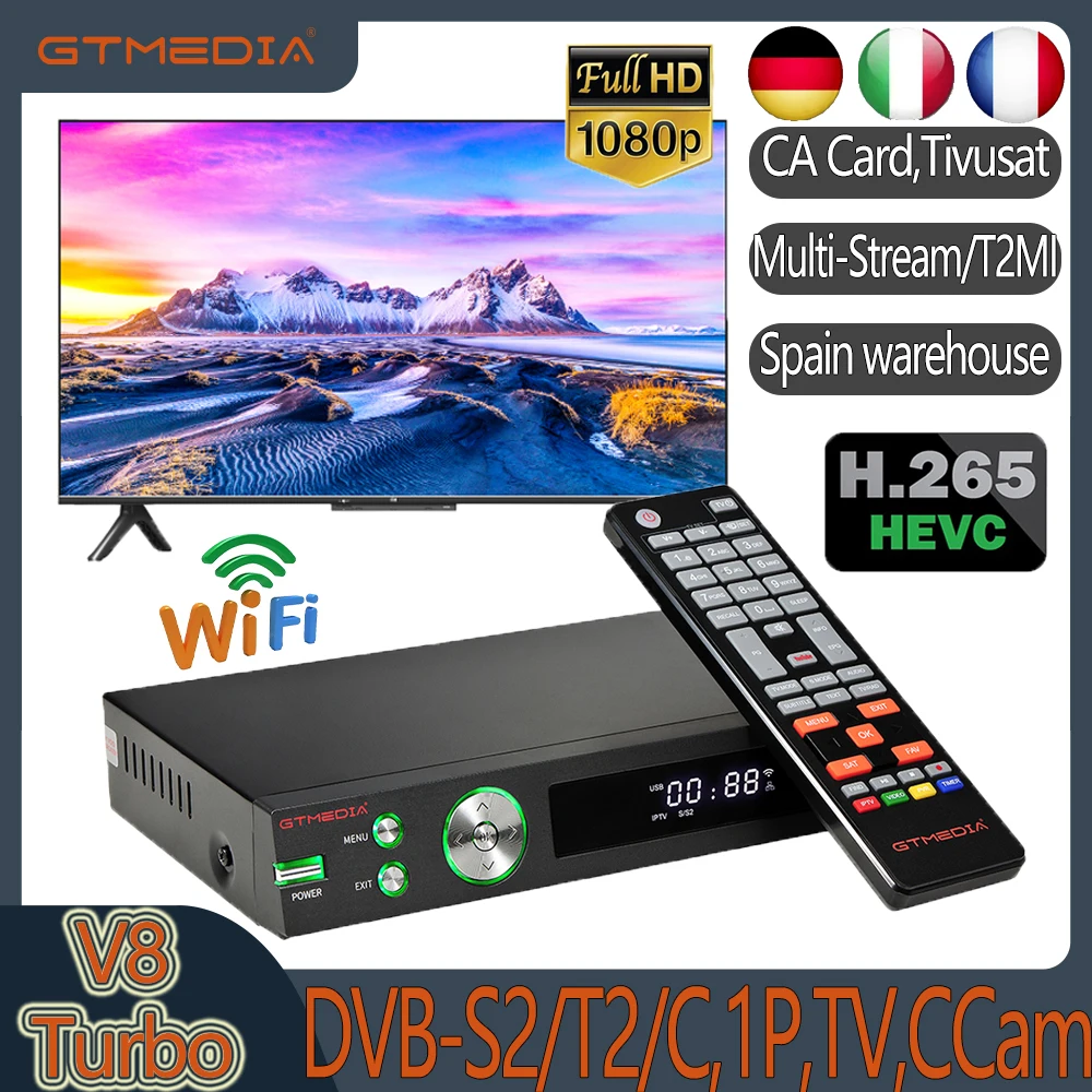 DVB комбинированный декодер GTmedia V8 Turbo цифровой спутниковый ТВ-приемник DVB-S2X/T2/C 1080P