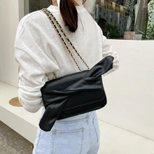 

PU Leather Bowknot Casual Korean Fashion Shoulder Messenger Bag for Women Ladies Chain Small Crossbody Flap Bags Purses Handbags