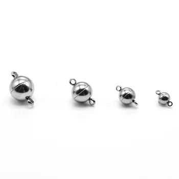 

5 Set Stainless Steel Strong Magnetic Clasp 6 8 10 12mm Round Ball Cord Bracelet Connector for DIY Jewelry Making Accessories