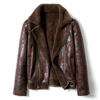 

ABOORUN Mens Pilot MA 1 Bomber Jacket Suede Jacket Thicken Fleece Warm Winter Jacket and Coat for Male R2846