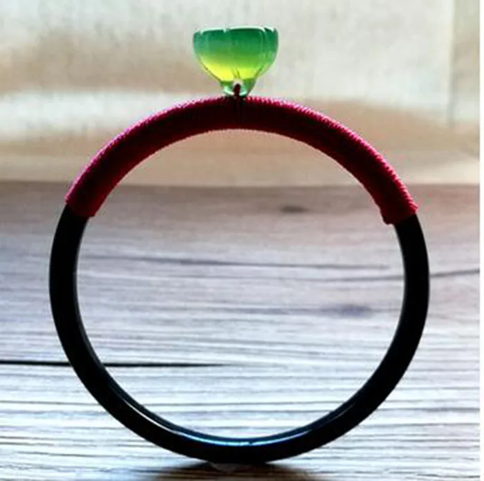 56MM Натуральный черный агат в тонкую полоску браслет для женщин - Цвет камня: 56MM