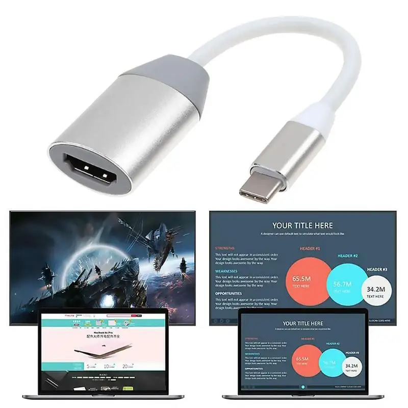 Износостойкий адаптер износостойкая деформация usb type C к HDMI адаптер из алюминиевого сплава USB 3,1 до 4K HD преобразователь видеосигнала HDMI
