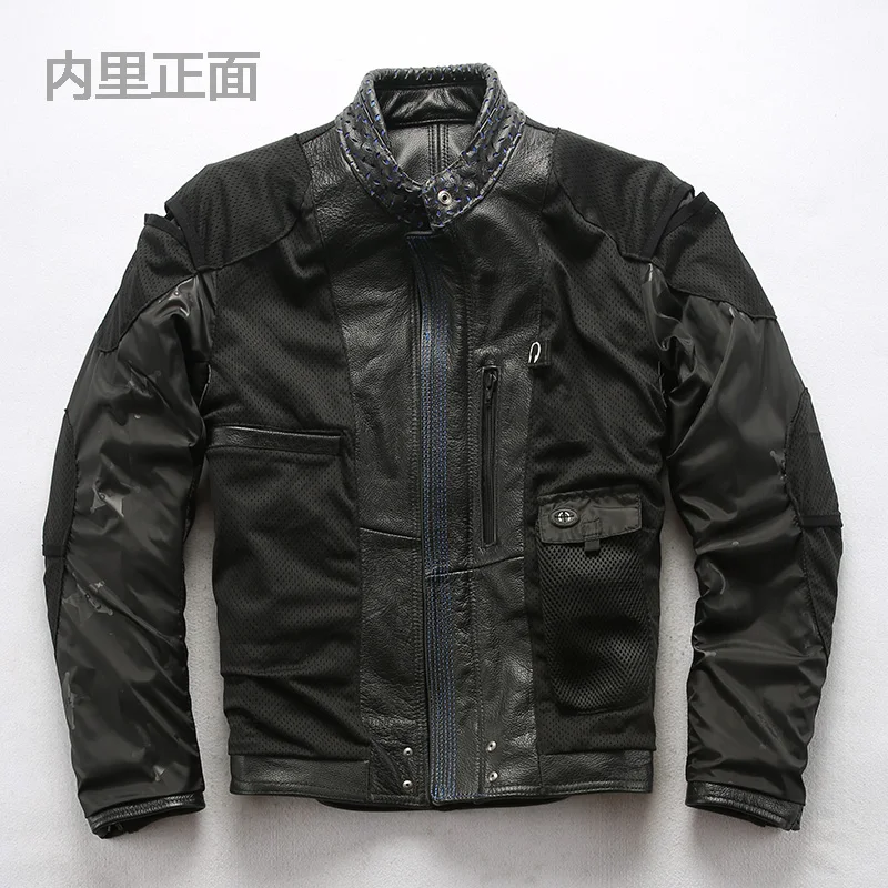 Discount 98213 Read Description ! asian size super quality men's genuine cow leather coat cowhide leather rider jacket