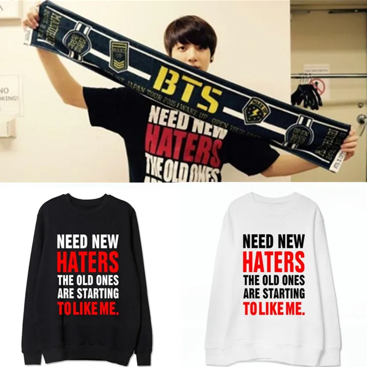 

BTS Bulletproof Boys Concert Related Products Jung Kook Celebrity Style Crew Neck Thin Hoodie 2015 Autumn Clothing Women's