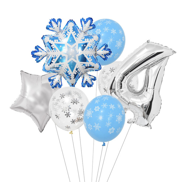 Set Snowflake Number Foil Balloons Confetti Latex Balloon Winter Kids Birthday Party Decoration Elsa Frozen Party Supplies