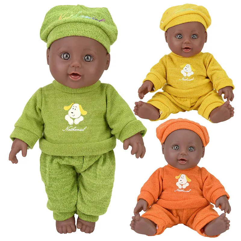 30cm Babypuppe 12inch Vollvinylsilikon African American Newborn Doll 