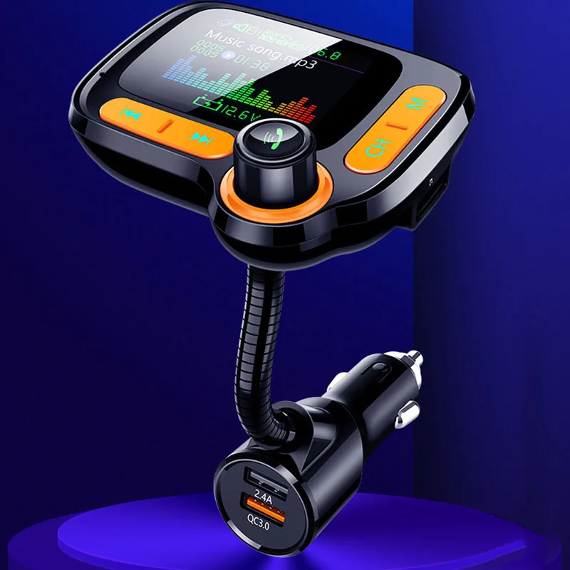 Автомобильный MP3-плеер Bluetooth автомобильный комплект fm-передатчик модулятор с цветным экраном AUX АВТО музыкальный адаптер QC 3,0 USB зарядное устройство