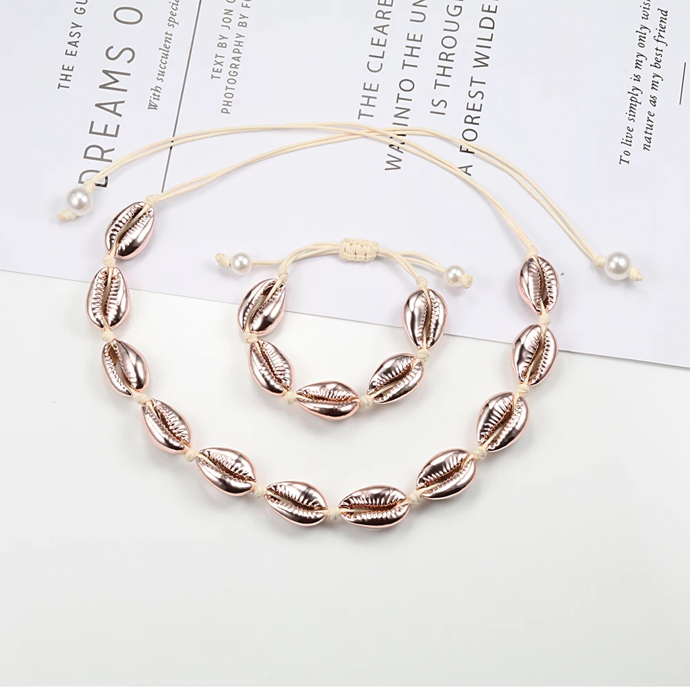 2 шт./компл., натуральная основа браслет Цепочки и ожерелья богемный Регулируемый рычаг ручной вязальная веревка Цепочки и ожерелья, украшения для женщин и девочек для девочки дружба пляжная раковина