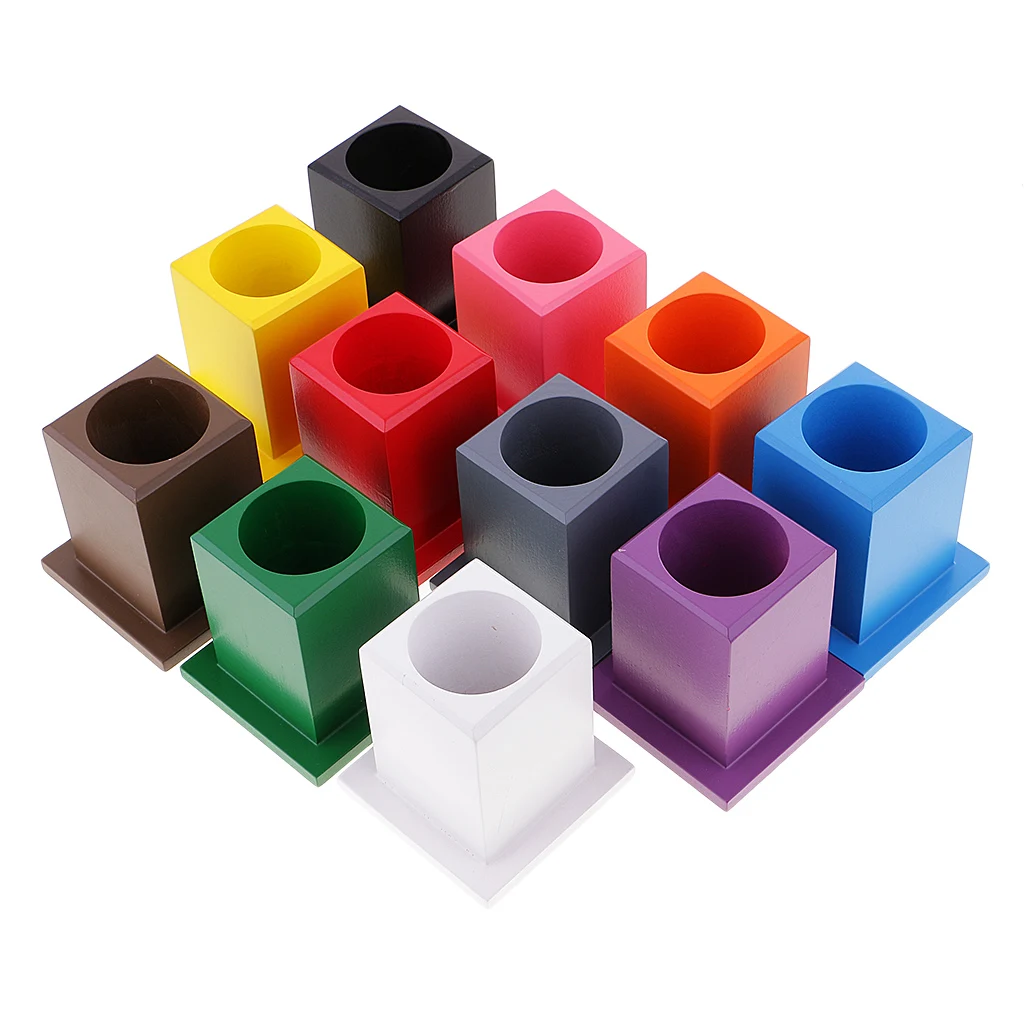 11 Colored Pencil Holders Wooden for Kids Montessori Educational Toy Birthday Gift