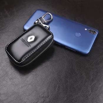 

Car Leather Keychain Zipper Key Cover Key Case for Renault Clio Dacia Logan Sandero Megane Modus Espace Kangoo