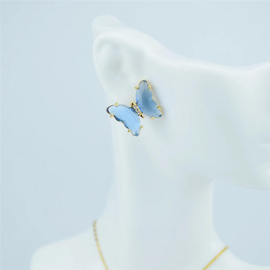 2021 New Fashion Hot-selling Butterfly Crystal Necklace AAA Micro-set Zircon Stud Earrings Jewelry Gift Wholesale Direct Mail