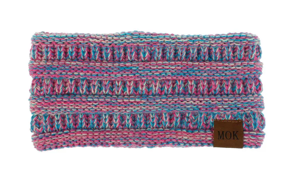 18 Blue hot pink MOK Вязаная повязка на голову с конским хвостом, спортивные тканые крученые повязки на голову, ручная работа, вязаные эластичные женские повязки на голову, защищенные ушами, теплые зимние WH200D - Цвет: 18 Blue hot pink MOK