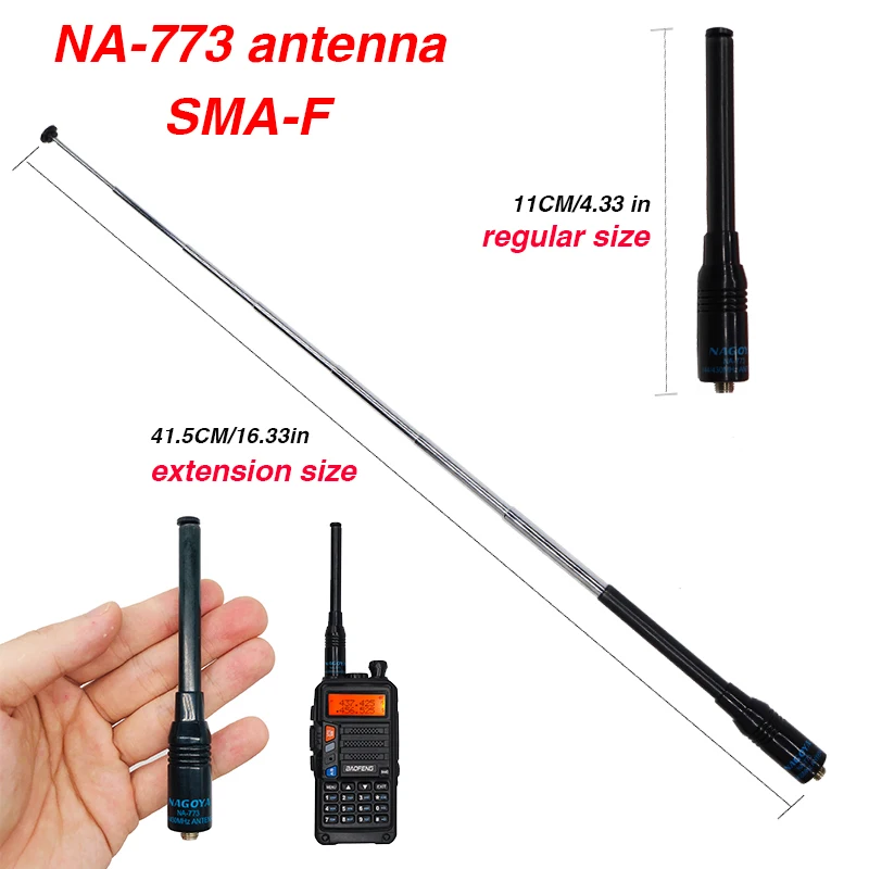

Nagoya NA-773 SMA Female Dual Band VHF UHF Flexible Walkie Talkie Antenna for Kenwood BaoFeng UV-5R UV-82 BF-888S UV-XR UV-9R