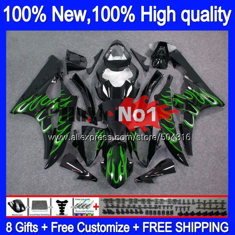 Средства ухода за кожей для YAMAHA YZF R 6 YZF 600 YZF-600 зеленый пламя 7MC. 101 YZF R6 06-07 600CC YZF600 YZF-R6 2006 2007 YZFR6 06 07 OEM обтекатели - Цвет: No. 1