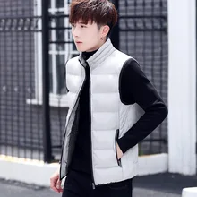 Осень и зима стиль жилет мужской простой теплый повседневный студенческий пальто сплошной цвет хлопок-ватник одежда жилет