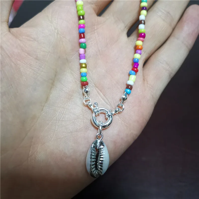 Модный разноцветный бисер раковина Каури колье ожерелье для женщин эффектный кулон с искусственным жемчугом воротники-ожерелья Колье