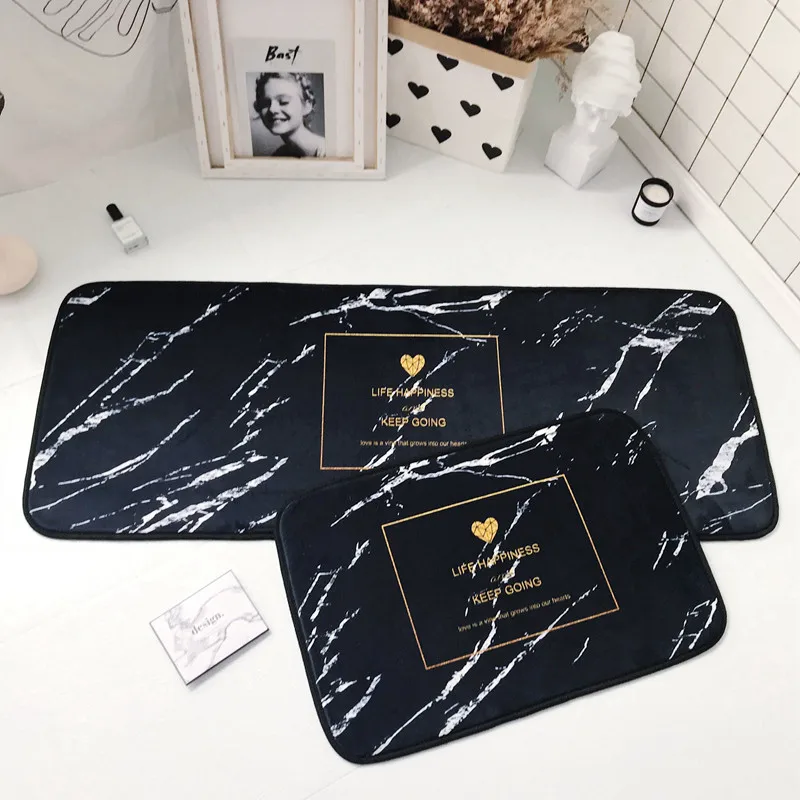 

Marble Pattern Carpet Anti-Slip Stone Lines Rug Black White Home Bedroom Carpet Adults Children Floor Mat