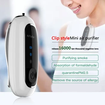

Mini Air Purifier Fashionable Personal Wearable Lavalier Type Rechargeable Portable Negative Ion Air Purifier