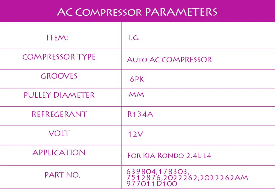 Для Авто A/C AC компрессор Kia Rondo 2.4L l4 08 09 Kia воздушный компрессор CO 10985C 977011D100 10362551 1010985 1110985 977011D100