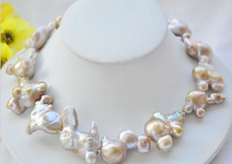 LAVENDER BAROQUE KESHI REBORN PEARL NECKLACE 17inch
