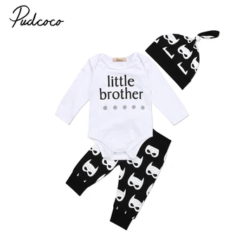 

Newborn Toddler Infant Baby Boys Girl Clothes Set Tops Fall Long Sleeve Bodysuit Pants Hat 3Pcs Outfits Brief Daily Soft