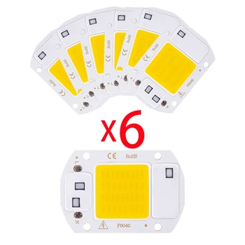 6개 LED 칩 다이오드 램프 전구 50W 30W 20W COB 칩 220V LED 램프 비즈 LED 모듈 홍수 조명 스포트라이트 DIY 드라이버 필요 없음
