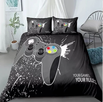 

3d Gamepad Black Bedding Set Kids/Baby/Children/Boy/Girl Duvet Cover Set Pillowcase Cartoon Digital Printing Bed Linen Cover Set