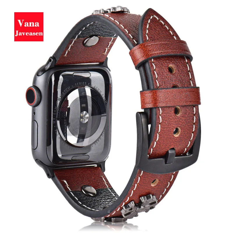 Вана Javeasen ретро кожаный ремешок для наручных часов для Apple Watch Series 4/3/2/1 Часы с крестом ремни для наручных часов iwatch 38 мм/40 мм/42 мм/44 мм Reloj
